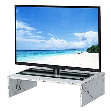 Convenience Concepts Designs2Go Small TV Riser 23.75", for TVs up to 26" - Contemporary TV or Computer Riser for Living Room, Modern Office, Den, White Faux Marble - Image 3