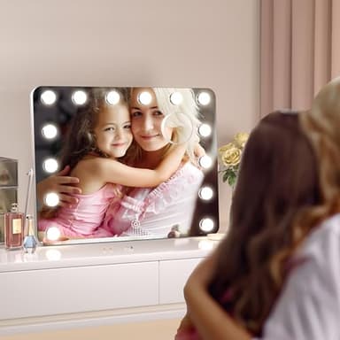 Hasipu Vanity Mirror with Lights, Hollywood 18" x 14" LED Makeup Mirror, 3 Modes Light, Smart Touch Control Dimmable, 360°Rotation, Rounded Rectangle White Frame - Image 8