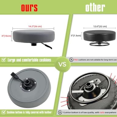 Ainilaily Rolling Stool with Wheels, Heavy Duty 400 lbs Stool for Shop Guitar Lab Tattoo Workbench Medical, Adjustable Swivel Chair (Grey) - Image 3