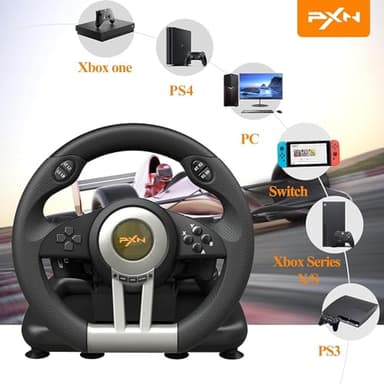 PXN Racing Wheel - Gaming Steering Wheel for PC, V3II 180 Degree Driving Wheel Volante PC Universal Usb Car Racing with Pedal for PS4, PC, PS3,Xbox Series X|S, Xbox One - Image 2