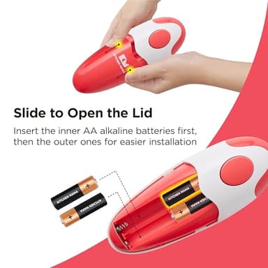 Kitchen Mama Auto Electric Can Opener: Open Your Cans with A Simple Press of Button - Automatic, Hands Free, Smooth Edge, Battery Operated, YES YOU CAN (Red) - Image 5