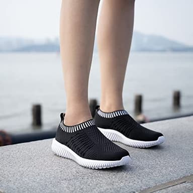 TIOSEBON Women's Athletic Walking Shoes Casual Mesh-Comfortable Work Sneakers 7 US Black - Image 2