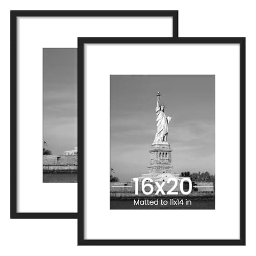 ENJOYBASICS 16x20 Picture Frame, Display Poster 11x14 with Mat or 16 x 20 Without Mat, Wall Gallery Photo Frames, Black, 2 Pack - Image 1