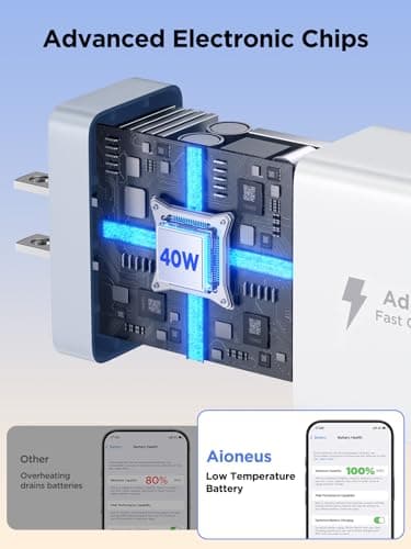 40W USB C Charger Block, 2Pack 4-Ports Type C Fast Phone Charging Cube with 6FT USBC to USBC Cord, Multiport Wall Plug Power Brick Box Compatible with iPhone, Samsung, iPad Pro, Cellphones Charger - Image 4