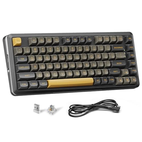 Redragon K738 Wireless Mechanical Keyboard, Gasket Mounted RGB Gaming Keyboard, 3-Mode (2.4G/BT/USB), Pre-lubed Linear Switches, 75％ Layout, 82 Keys Hot Swappable for PC/Mac - Black Gold - Image 1
