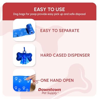 Downtown Pet Supply Rainbow Paw Print Poop Bags (2200 CT & 2 Dispensers) - Leak-Proof, Unscented, Clips to Leashes & Harnesses - Image 3