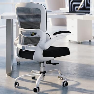 TRALT Office Chair - Ergonomic Desk Chair with Adjustable Lumbar Support, Mesh Computer Chair, Executive Chairs for Home Office Comfortable Lumbar Support (White+Black) - Image 1