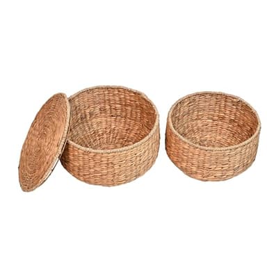 happimess SAT1000A Bhola 18" Hourglass Handwoven Hyacinth Storage Accent Table with Lid for Storage and Decoration in Bedroom, Living Room, Kitchen, Dining Room, Entryway, Guestroom, Natural - Image 5