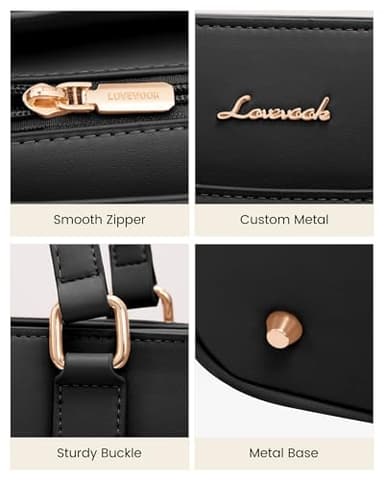 LOVEVOOK Laptop Bag Tote Bag for Women, Work Bags Teacher Tote Bag, Waterproof Leather Computer Bag, Business Laptop Purse Office Handbag Professional Briefcase, 15.6 Inch, Black - Image 8