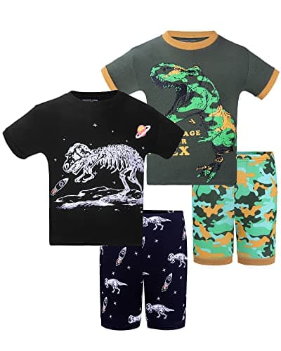 DAUGHTER QUEEN Boys Pajamas 18-24 Months Summer PJs Dinosaur Pj Sets Baby Toddler Cotton Short Sleeve Sleepwear Trex Jammies Dino Clothes Outfits 18m/Mo, 24m/Mth - Image 1