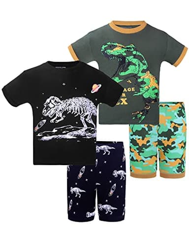 DAUGHTER QUEEN Boys Pajamas 18-24 Months Summer PJs Dinosaur Pj Sets Baby Toddler Cotton Short Sleeve Sleepwear Trex Jammies Dino Clothes Outfits 18m/Mo, 24m/Mth - Image 1
