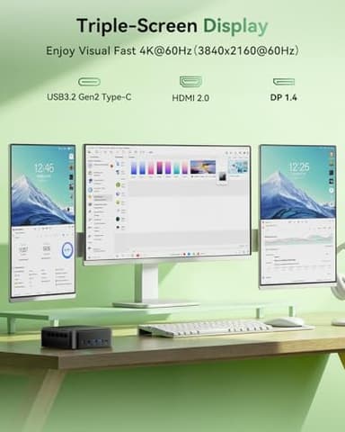 KAMRUI Mini PC, E3B 32GB RAM 512GB SSD Mini Gaming Computers AMD Ryzen 5 7430U Micro Desktop Computer (Max 4.3GHz,6C/12T, Beat 5650U), Small PC Support WiFi 6, BT5.2, Triple Display for Office Home - Image 5