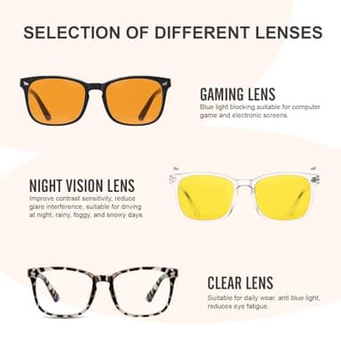hunsquer Blue Light Glasses for Woman/Men Computer Blue Light Glasses（Night Vision） - Image 5