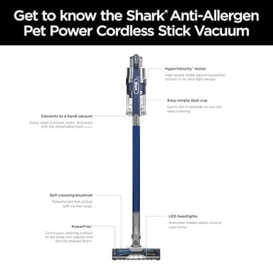 Shark Cordless Vacuum Cleaner with HEPA Filter, Lightweight, Portable, Rechargeable, Powerful Pet Hair Pickup, Removable Handheld, Crevice Tool, Dusting Brush, 50-min Runtime, Blue, IZ363HT - Image 17