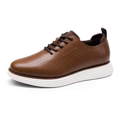 Bruno Marc Men's MaxFlex Fashion Dress Sneakers Oxfords Classic Casual Shoes,Size 10.5,Brown/White,SBOX2318M,Size 10.5,Brown/White,SBOX2318M - Image 1