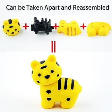 URSKYTOUS 60Pcs Animal Erasers Desk Pets for Kids Animal Pencil Erasers Bulk Puzzle Eraser Toys Gifts for Classroom Prizes,Game Reward,Treasure Box,Easter Egg Fillers,Goodie Bag Stuffers,Party Favors - Image 6