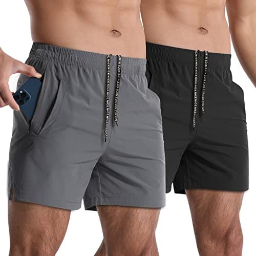 Lempue 2 Pack Workout Gym Shorts for Men 5 Inch Lightweight Running Shorts Quick Dry Sports Athletic Shorts with Pockets - Image 1