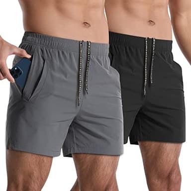 Lempue 2 Pack Workout Gym Shorts for Men 5 Inch Lightweight Running Shorts Quick Dry Sports Athletic Shorts with Pockets - Image 1