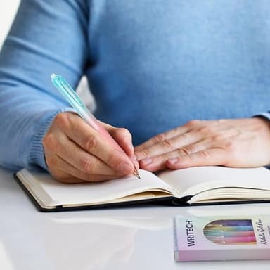 WRITECH Gel Pens Fine Point: 0.7mm Black Ink Retractable 6ct Smooth Writing with Aesthetic Gradient Color Barrel for Journaling Note Taking Silent Click No Smear Nebula Pen Set - Image 2