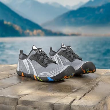 WateLves Water Shoes Mens Womens Beach Swim Shoes Quick-Dry Aqua Socks Pool Shoes for Surf Yoga Water Aerobics (C/Light Gray, 43) - Image 2