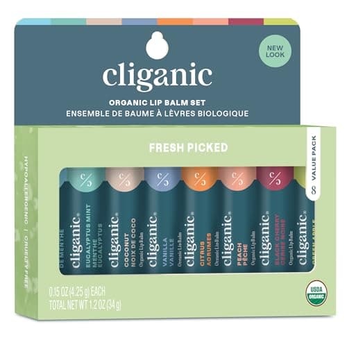 Cliganic Organic Lip Balm Set (Fresh Picked, 8 Flavors) - 100% Natural Moisturizer for Cracked & Dry Lips - Image 1