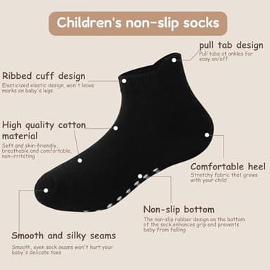 jealkip 6 Pairs Baby and Toddler Socks,Soft Cotton Non-Slip Ankle Socks for New Born,Boys and Girls,6-12 Months,(Caramel/red/redbrown/darkgreen/orange/yellow) - Image 2