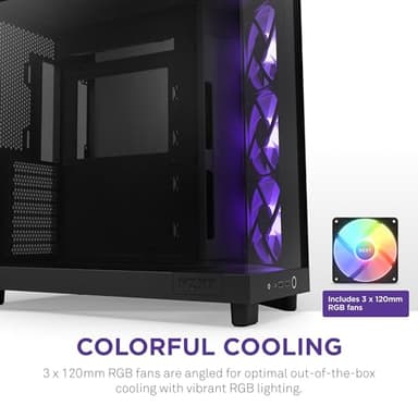 NZXT H6 Flow RGB Mid-Tower Airflow Case with 3 RGB Fans, Panoramic Glass Panels, Cable Management - Black - Image 4