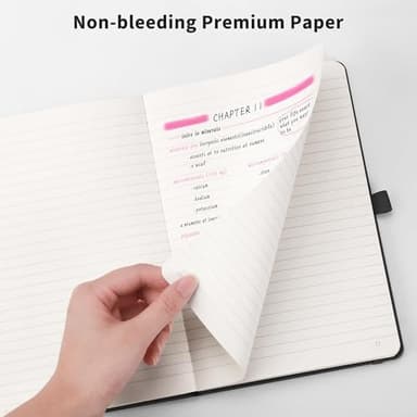 RETTACY Lined Journal Notebook, 2-Pack, 192 Numbered Pages per Pack, A5 Medium Size (5.7'' x 8.3''), for Men & Women, Writing, Work, Leather Hardcover, 100 GSM Thick Paper (Black & Dark Green) - Image 5