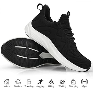 Feethit Mens Running Shoes Slip on Walking Tennis Shoes Lightweihgt Breathable Non Slip Fashion Sneakers for Work Gym Travel Black White 11 - Image 6