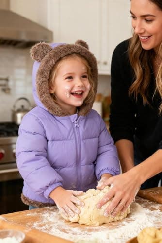 Enlifety Toddler Girls Coats 12 24 Months Purple Puffy Jackets 1T 2T Warm Children's Winter Clothing for Outdoor - Image 2