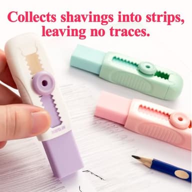 M&G 4+1 Pack Rubber Erasers Sliding Retractable Eraser, Soft Cute Erasers Push Pull Large Pencil Eraser with Plastic Sleeve 4 Refill Eraser for Students Kids, School Office Home Supplies (Purple) - Image 7