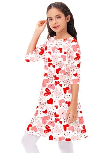 Valentines Dresses for Little Girls Love Heart Holiday Dress Funny Print Swing Midi Dress 5-6 Years - Image 7