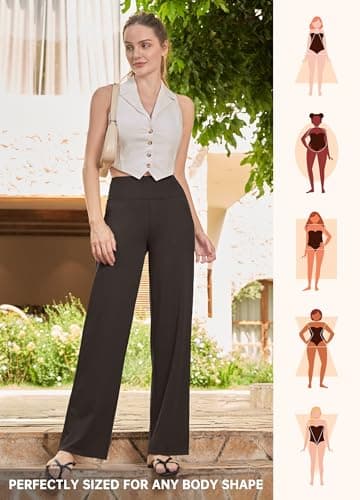 Willit Women's Yoga Pants Wide Leg Dress Work Pants Stretch Casual Pants Slacks with Pockets High Waist 28" Coffee XL - Image 6
