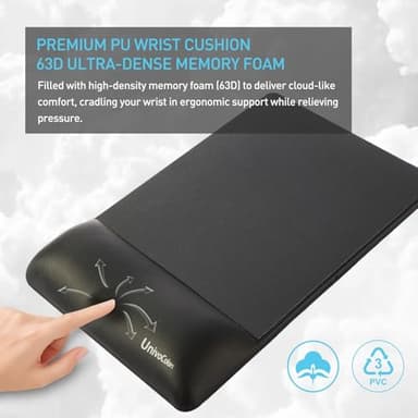 univo colors Design-Wave Wrist Rest Mouce Pad,PE Mouse Sliding Panel+Artificial Sheepskin+Memory Foam+Ergonomic+Anti-Slip Gel,Resilience Support During Work and Gaming,Mouce Accessory,White - Image 3