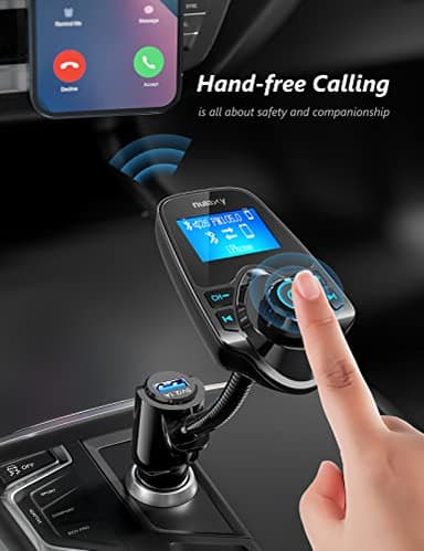 Nulaxy Car Bluetooth FM Transmitter [2024 Upgraded], 1.44" Display Flexible Gooseneck, Handsfree Call Wireless Music Stereo Audio Player Radio Adapter Car Kit USB Phone Charger, TF SD Card AUX-KM18 - Image 4