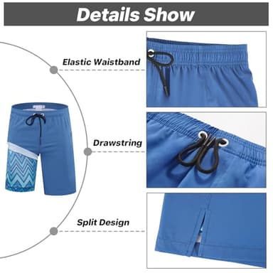 APTRO 2 in 1 Men's Swim Trunks 9" with Zipper Pockets Bathing Suit Built-in Board Shorts Swimwear Long Shorts Blue 2X - Image 6