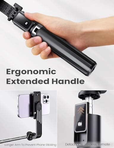 ANXRE Selfie Stick Tripod with Remote, Extendable 360° Rotatable Selfie Stick, 41.7" Phone Tripod Stand for Cell Phone Filming Compatible with iPhone Samsung Android Smartphone Gopro - Image 3