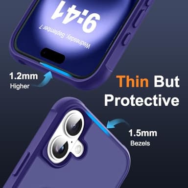 SKYLMW Compatible with iPhone 16 Plus Case with Invisible Magnetic O-Ring Stand Military-Grade Translucent Case for iPhone 16 Plus 6.7" [Compatible with Mag-Safe][Great Grip Feeling], Navy - Image 6