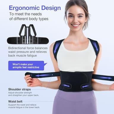 Kepwaa Posture Corrector for Women and Men, Upgraded Full Back Brace Support, Adjustable Shoulder Straightener for Improving Back Posture, Relief for Upper and Lower Back, Lumbar, Neck, Shoulder Pain - Image 6