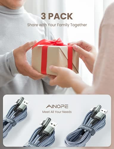 AINOPE Type C Cable [3-Pack, 6.6FT] Right Angle, 3.1A USB Type C Cable Fast Charging, Nylon Braided Type C Charging Cable Fast Charger Compatible with Samsung Galaxy S10 S9 S8 S20 Plus, Note 10 9 8 - Image 7