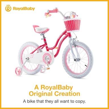 RoyalBaby Stargirl Kids Bike 16 Inch Girls Bicycle for Children with Training Wheels, Kickstand & Basket, Rose Pink - Image 3