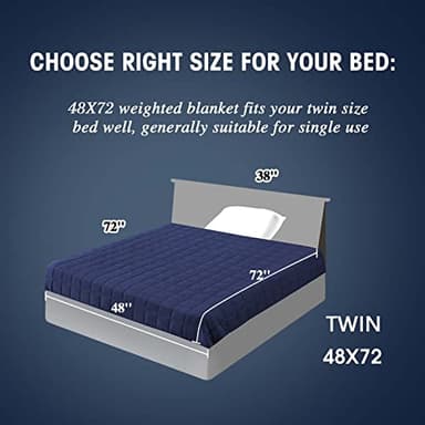 yescool Weighted Blanket for Adults (12 lbs, 48" x 72", Blue) Cooling Heavy Blanket for Sleeping Perfect for 110-130 lbs, Twin Size Breathable Blanket with Premium Glass Bead, Machine Washable - Image 2