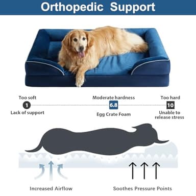 WNPETHOME Waterproof Orthopedic XL Dog Bed with Sides, Big Dog Couch Bed with Washable Removable Cover, Non-Slip Bottom for Sleeping - Image 2