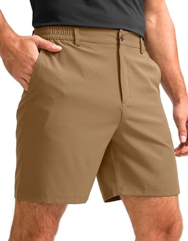 G Gradual Men's Casual Shorts 7" Lightweight Golf Shorts for Men Stretch with 3 Pockets Quick Dry Breathable Work Shorts Dark Khaki - Image 1