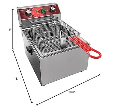 EGGKITPO Electric Deep fryer Single Tank Deep Fryer with Basket Capacity 10L(10.5QT) Electric Countertop Fryers with 60 Minute Timer for Home Kitchen and Restaurant, 1800 Watts, 120V - Image 7