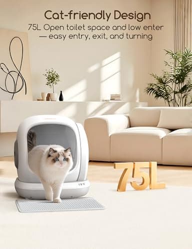 Meowant Self Cleaning Litter Box, Automatic Litter Box Self Cleaning with APP Control, 75L Extra Large Open Low Entry Smart Cats Litter Boxs for Multi-Cat Compatible Senior Cats Large Cats - Image 3