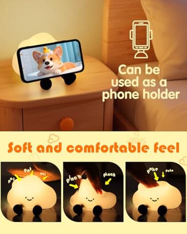YISUN Cloud Night Light, Colorful Silicone Night Lights for Nursery, Rechargeable Dimmable Bedside Lamp with Timer, Soft Squishy Night Lamp Portable Kids Gift for Girls, Boys, Babies - Image 6
