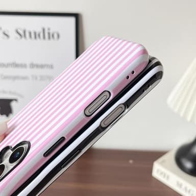 Longlayss Compatible with iPhone 16 Plus Case Cute Aesthetic Striped Phone Case for Women Girl Shockproof Slim TPU and Hard PC Protective Cover (Pink) - Image 6