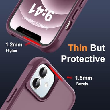 SKYLMW Compatible with iPhone 12 Case & iPhone 12 Pro Case with Invisible Magnetic O-Ring Stand Translucent Case for iPhone 12 & 12 Pro 6.1" [Compatible with MagSafe][Great Grip Feeling], Wine Red - Image 6