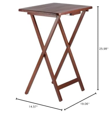 Winsome Alex Snack Table Set with Stand, for Living Room, 26", Walnut, Set of 4 Tables - Image 3